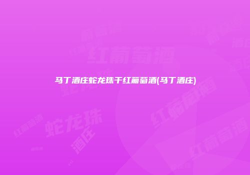 马丁酒庄蛇龙珠干红葡萄酒(马丁酒庄)
