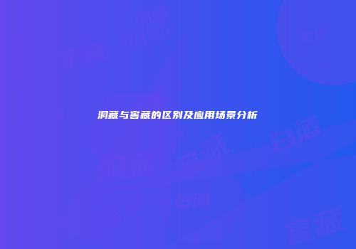 洞藏与窖藏的区别及应用场景分析
