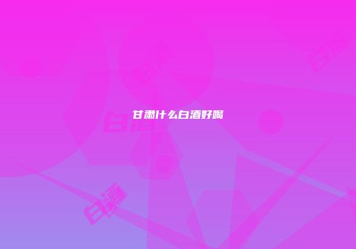 甘肃什么白酒好喝