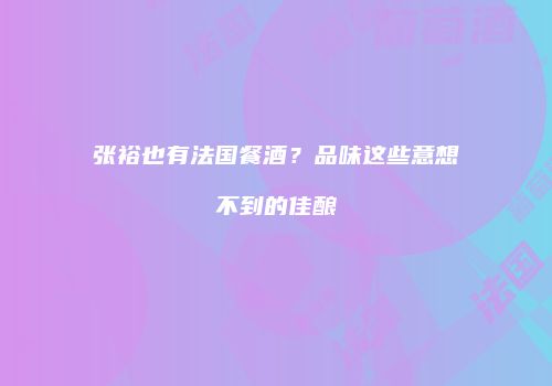 张裕也有法国餐酒？品味这些意想不到的佳酿