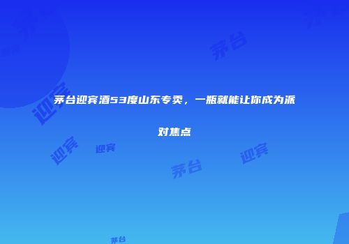 茅台迎宾酒53度山东专卖，一瓶就能让你成为派对焦点