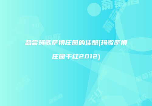 品尝玛歌萨博庄园的佳酿(玛歌萨博庄园干红2012)