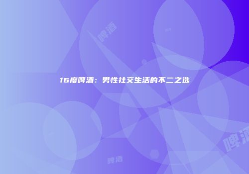 16度啤酒：男性社交生活的不二之选