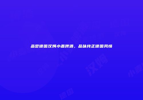 品尝德国汉姆小麦啤酒，品味纯正德国风情