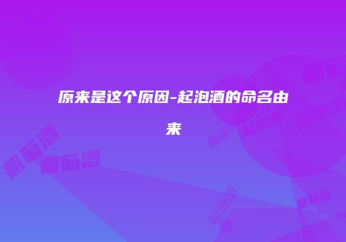原来是这个原因-起泡酒的命名由来