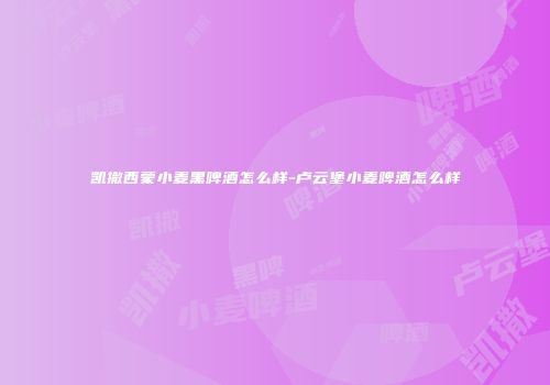 凯撒西蒙小麦黑啤酒怎么样-卢云堡小麦啤酒怎么样