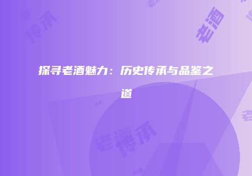 探寻老酒魅力：历史传承与品鉴之道