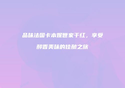 品味法国卡本妮世家干红，享受醇香美味的佳酿之旅