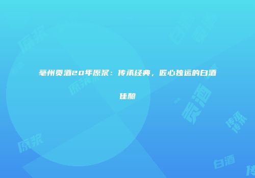 亳州贡酒20年原浆：传承经典，匠心独运的白酒佳酿