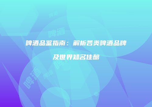 啤酒品鉴指南：解析各类啤酒品牌及世界知名佳酿
