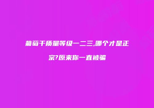 葡萄干质量等级一二三,哪个才是正宗?原来你一直被骗