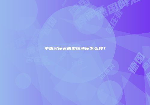 中粮名庄荟德国啤酒庄怎么样？