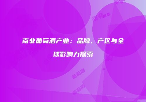 南非葡萄酒产业：品牌、产区与全球影响力探索