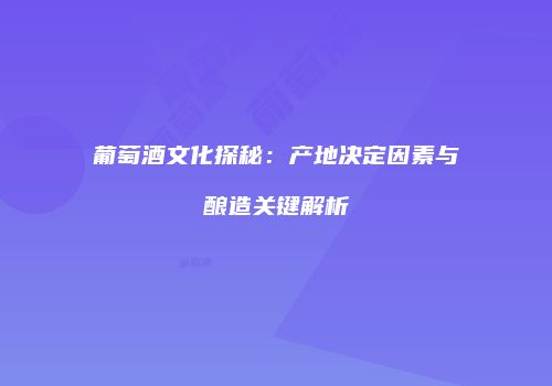 葡萄酒文化探秘：产地决定因素与酿造关键解析