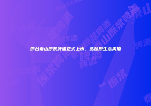 邢台泰山原浆啤酒正式上市，品味原生态美酒