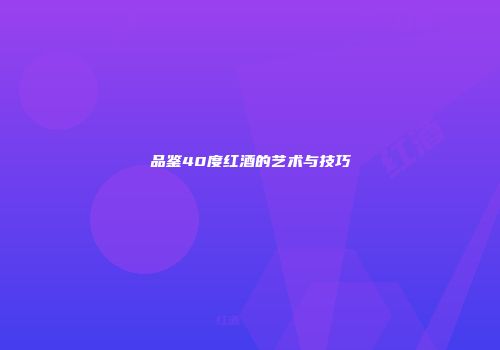 品鉴40度红酒的艺术与技巧