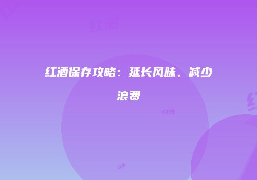 红酒保存攻略：延长风味，减少浪费