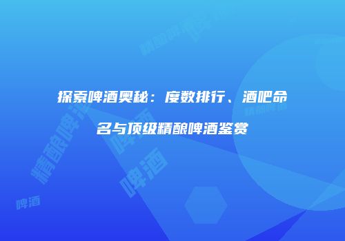 探索啤酒奥秘：度数排行、酒吧命名与顶级精酿啤酒鉴赏