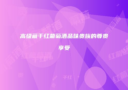 高级藏干红葡萄酒品味贵族的尊贵享受