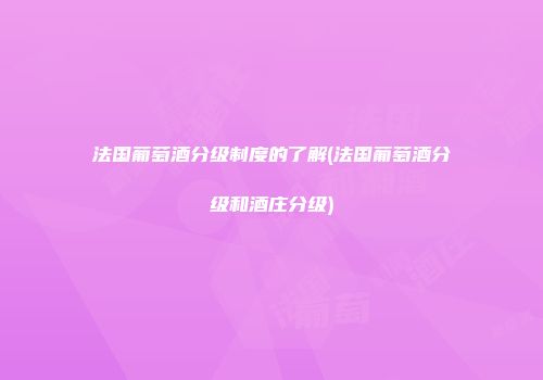 法国葡萄酒分级制度的了解(法国葡萄酒分级和酒庄分级)