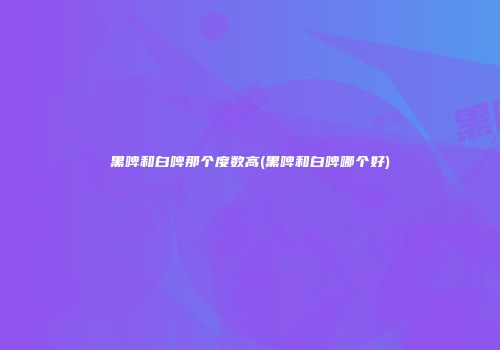 黑啤和白啤那个度数高(黑啤和白啤哪个好)