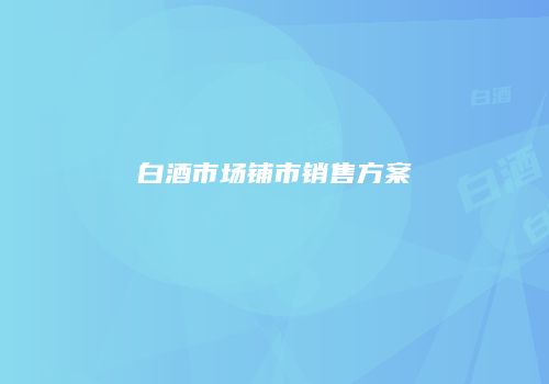 白酒市场铺市销售方案