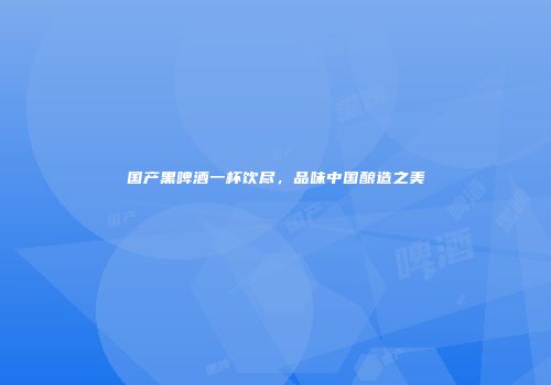 国产黑啤酒一杯饮尽，品味中国酿造之美