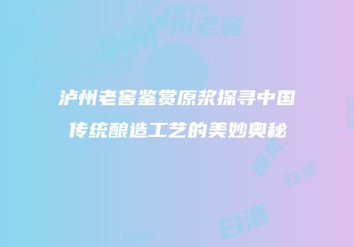 泸州老窖鉴赏原浆探寻中国传统酿造工艺的美妙奥秘