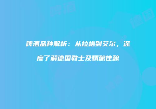 啤酒品种解析：从拉格到艾尔，深度了解德国教士及精酿佳酿