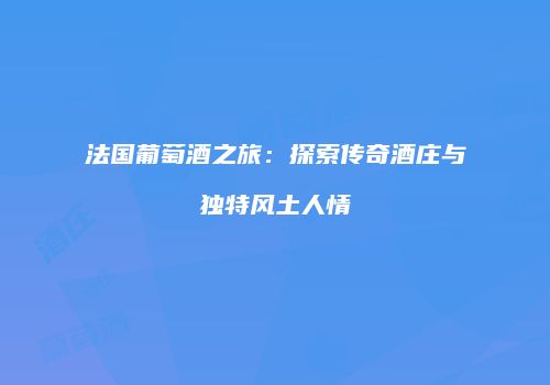 法国葡萄酒之旅：探索传奇酒庄与独特风土人情