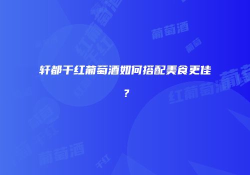 轩都干红葡萄酒如何搭配美食更佳？