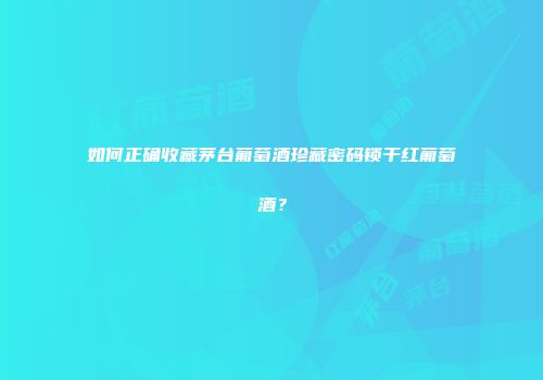 如何正确收藏茅台葡萄酒珍藏密码锁干红葡萄酒？