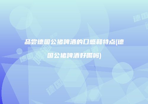 品尝德国公猪啤酒的口感和特点(德国公猪啤酒好喝吗)