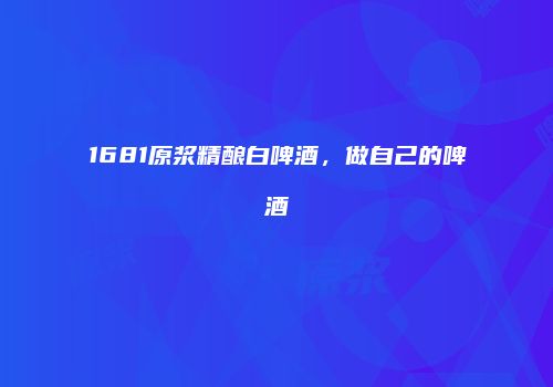 1681原浆精酿白啤酒，做自己的啤酒