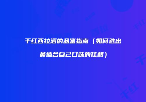 干红西拉酒的品鉴指南（如何选出最适合自己口味的佳酿）