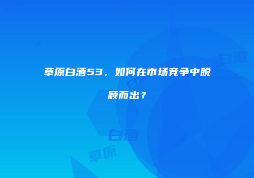 草原白酒53，如何在市场竞争中脱颖而出？