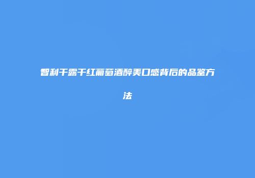 智利干露干红葡萄酒醉美口感背后的品鉴方法
