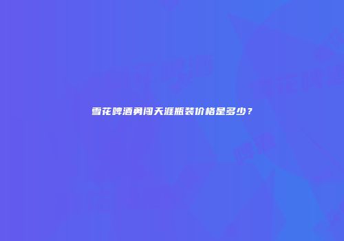 雪花啤酒勇闯天涯瓶装价格是多少？