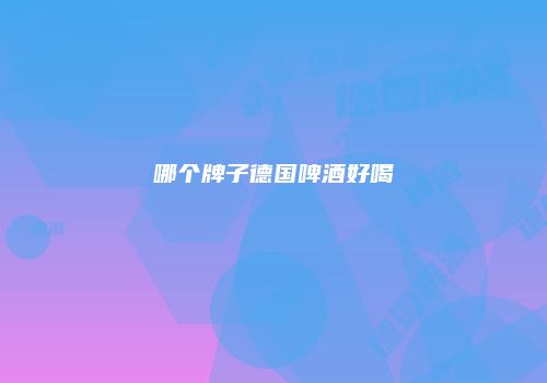 哪个牌子德国啤酒好喝