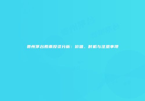 贵州茅台股票投资分析：价值、时机与注意事项