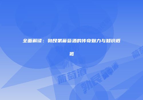 全面解读：勃艮第葡萄酒的传奇魅力与知识概览