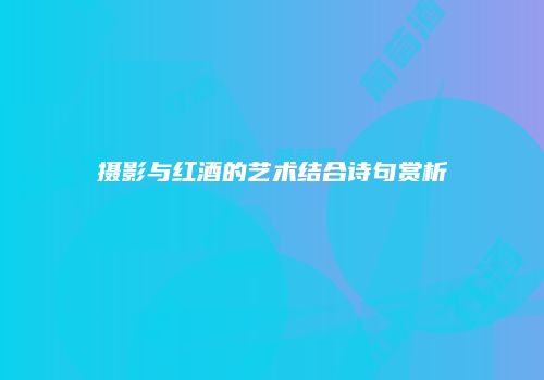 摄影与红酒的艺术结合诗句赏析