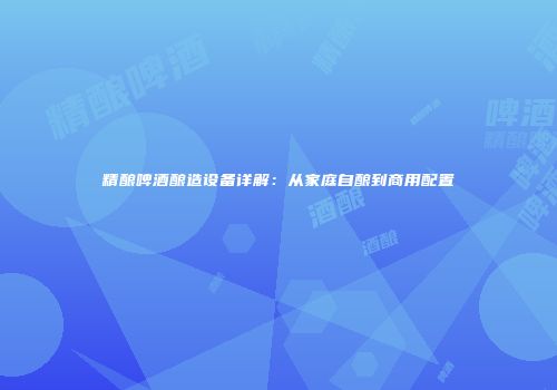 精酿啤酒酿造设备详解：从家庭自酿到商用配置