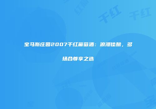 宝马斯庄园2007干红葡萄酒：浪漫佳酿，多场合尊享之选
