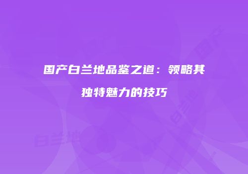 国产白兰地品鉴之道：领略其独特魅力的技巧
