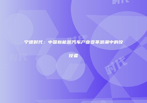 宁德时代：中国新能源汽车产业变革浪潮中的佼佼者