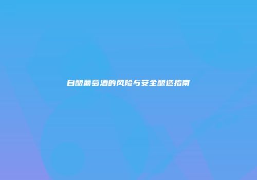 自酿葡萄酒的风险与安全酿造指南