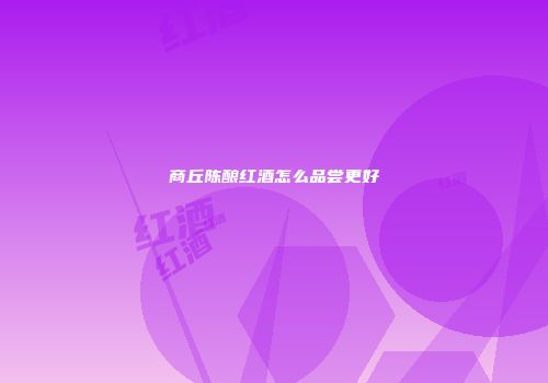 商丘陈酿红酒怎么品尝更好