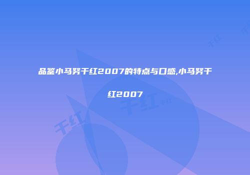 品鉴小马努干红2007的特点与口感,小马努干红2007