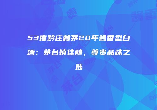 53度黔庄赖茅20年酱香型白酒：茅台镇佳酿，尊贵品味之选